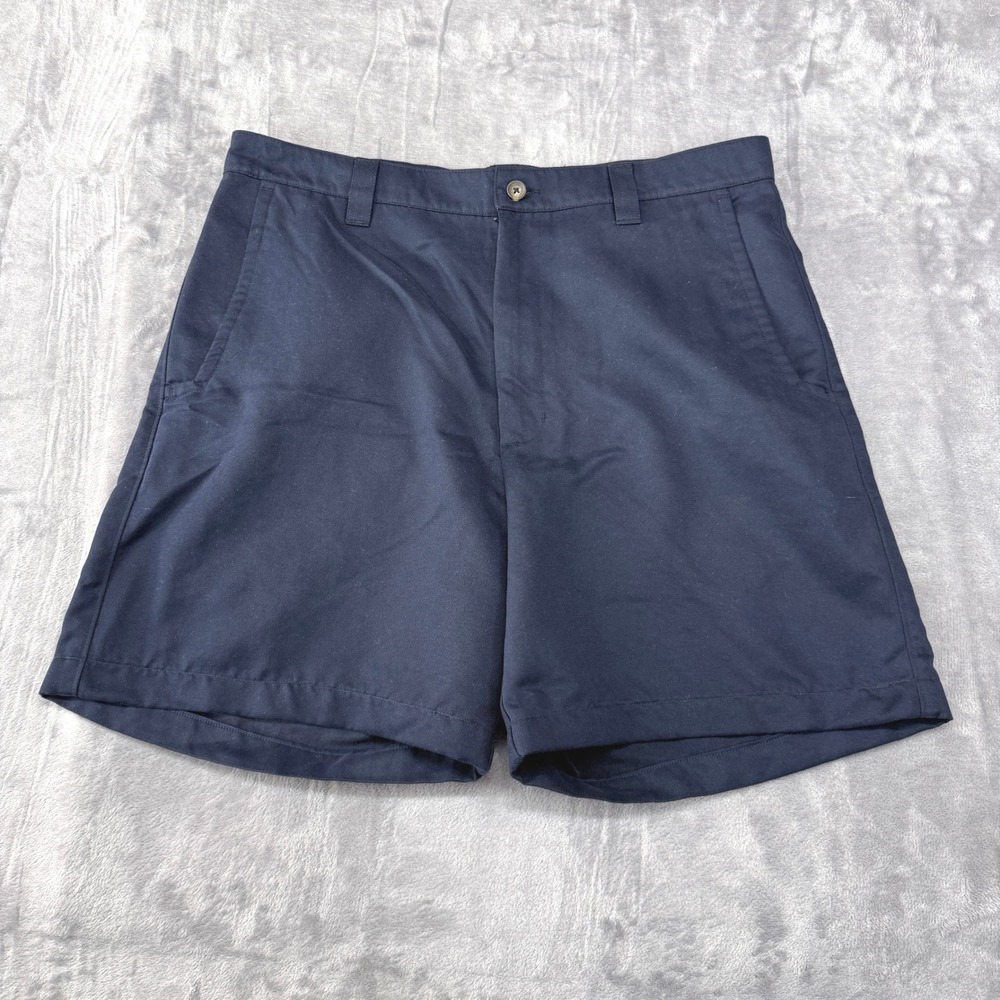Greg‎ Norman Play Dry Golf Shorts Mens Size 34 Navy Blue Performance Shark Logo